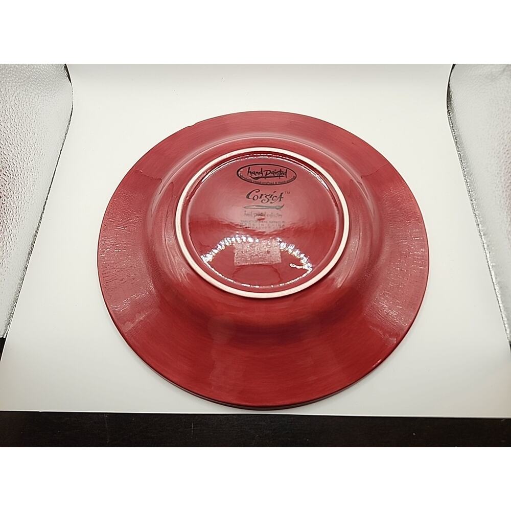 Corsica Home Hand Painted Hand Crafted Large 11 1/4" Red Dinner Serving Plate - Picture 3 of 7